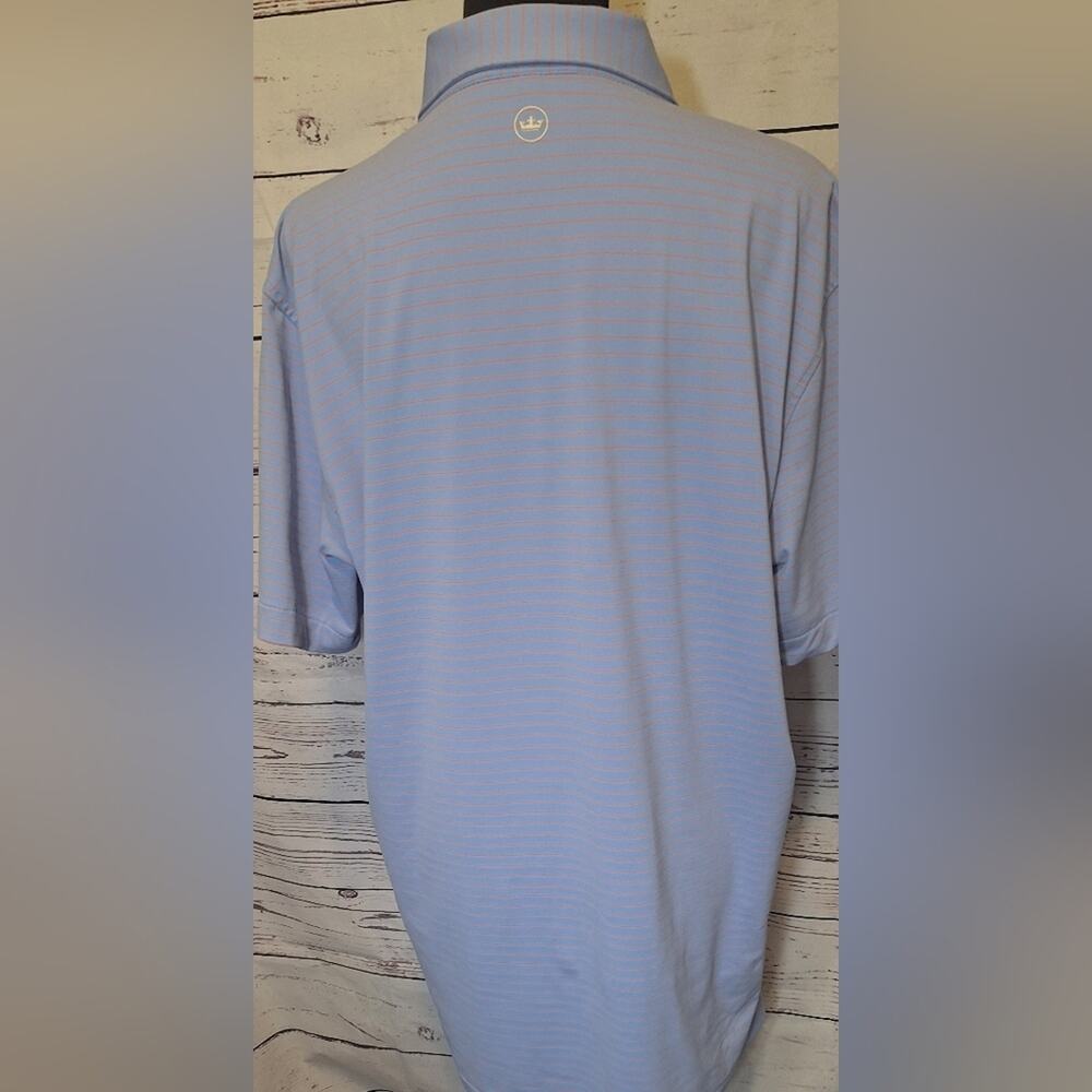 #1473 Peter Miller blue & pink silky polo golf shirt sz. L - Picture 5 of 9